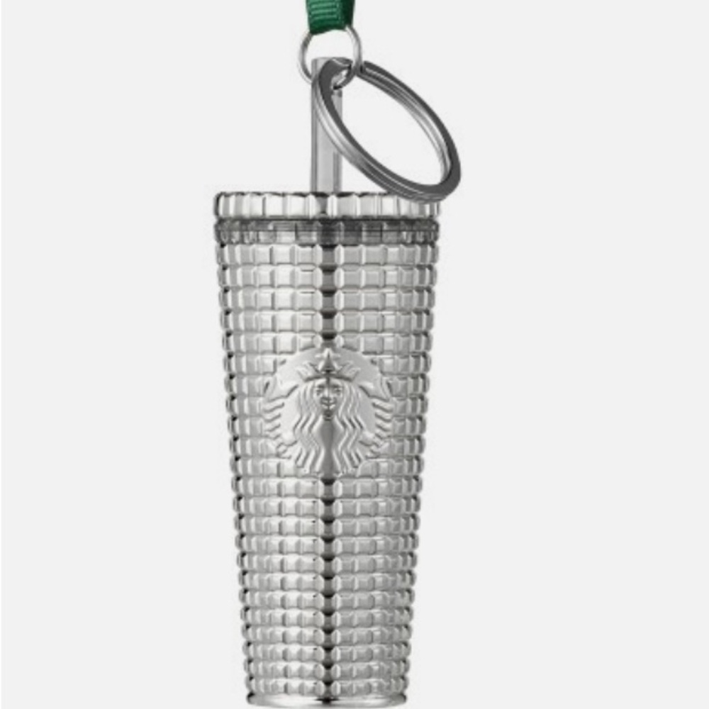 Starbucks 2023 Christmas Holiday Glam Grid Silver Ornament